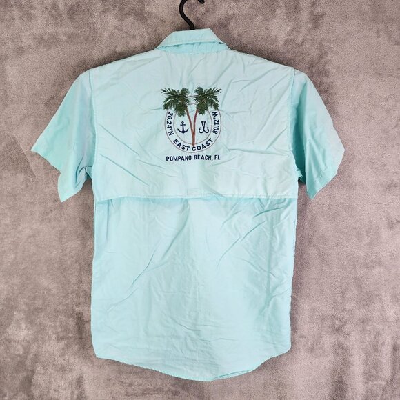 Mens Blue Spicy Tuna Shirt Pompano Beach Florida Button Down Short Sleeve Size M - Picture 7 of 11